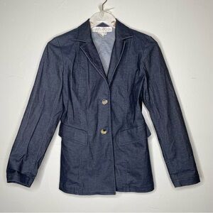 DON CASTER BLUE DENIM STYLE BUTTON DOWN BLAZER SZ 6p